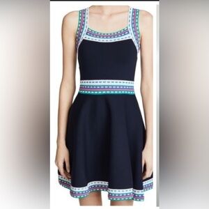 Milly Navy Midi Dress with Colorful Trim